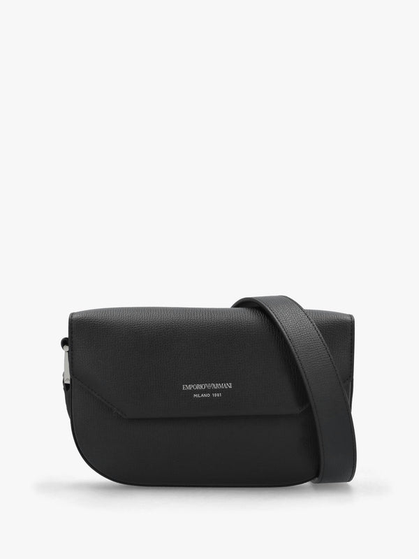 Emporio Armani 1981 Mini Black Leather Cross-Body Bag
