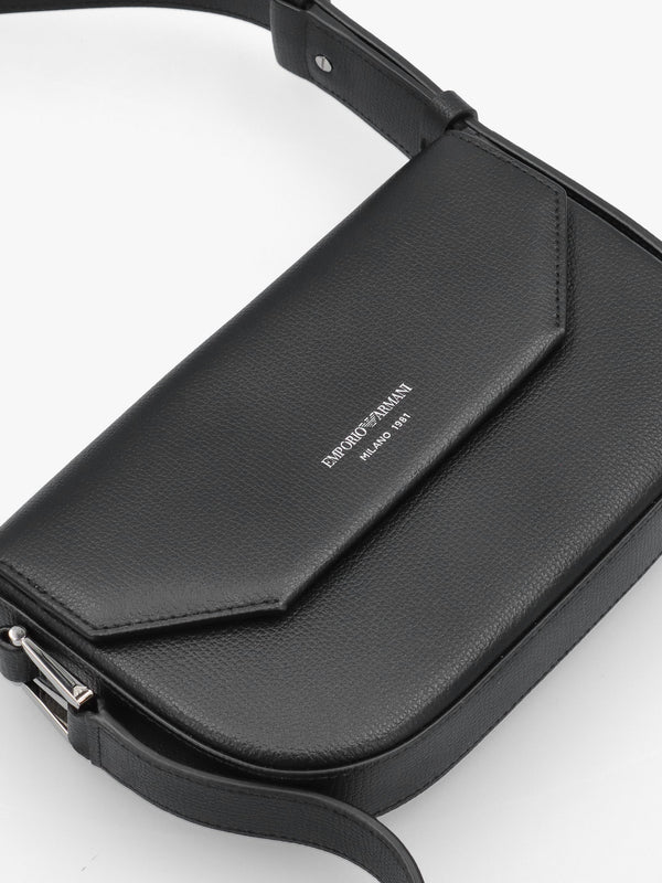 Emporio Armani 1981 Mini Black Leather Cross-Body Bag