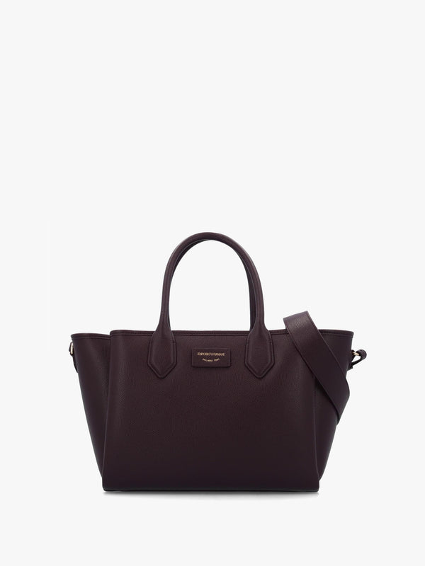 Emporio Armani Medium Burgundy Leather Tote Bag