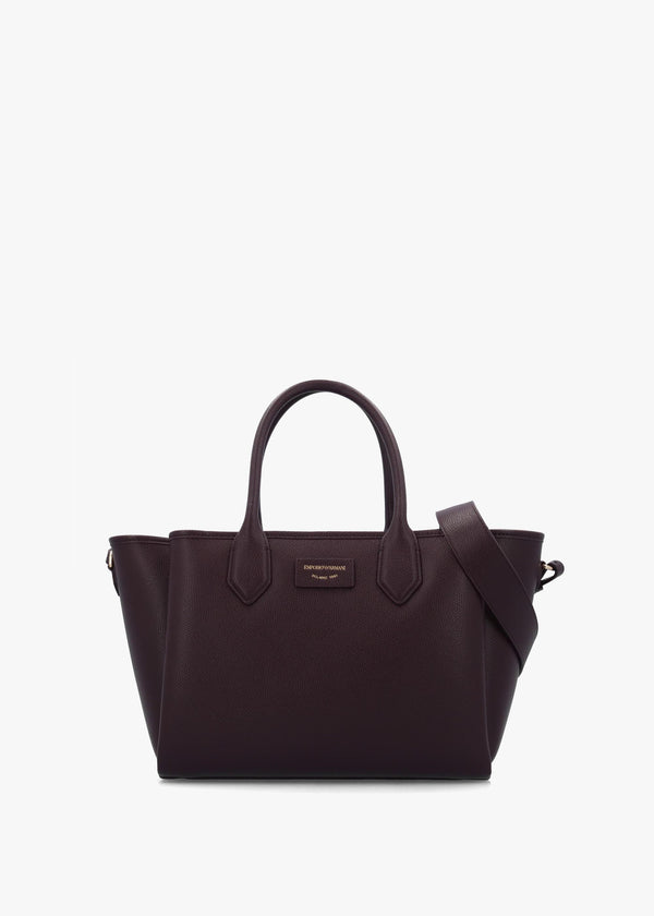 Emporio Armani Medium Burgundy Leather Tote Bag