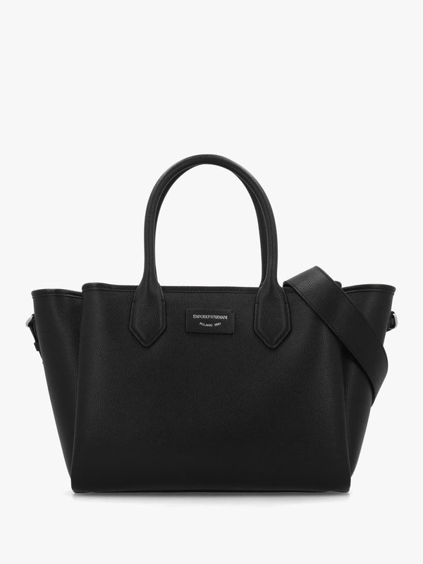 Medium Black Leather Tote Bag