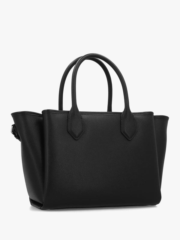 Medium Black Leather Tote Bag