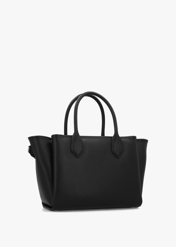 Emporio Armani Medium Black Leather Tote Bag
