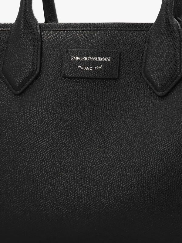 Medium Black Leather Tote Bag