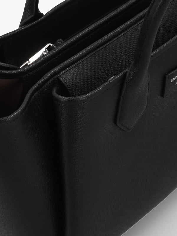 Medium Black Leather Tote Bag