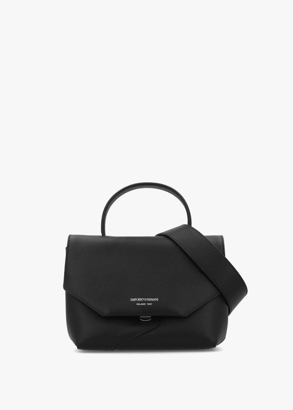 Emporio Armani 1981 Mini Black Leather Top Handle Bag