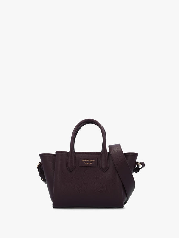Emporio Armani Mini Burgundy Leather Tote Bag