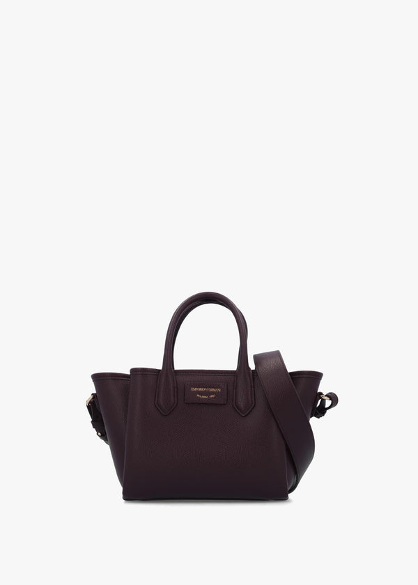 Emporio Armani Mini Burgundy Leather Tote Bag