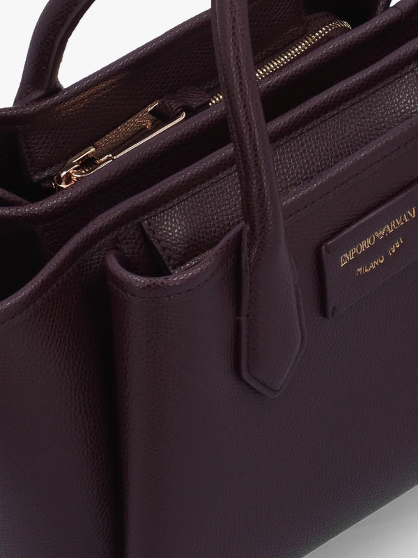 Emporio Armani Mini Burgundy Leather Tote Bag