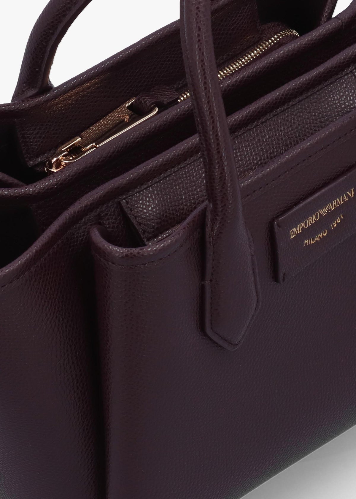 Emporio Armani Mini Burgundy Leather Tote Bag