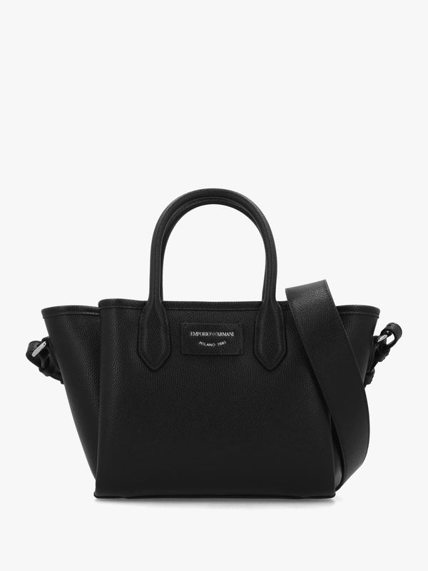Mini Black Leather Tote Bag