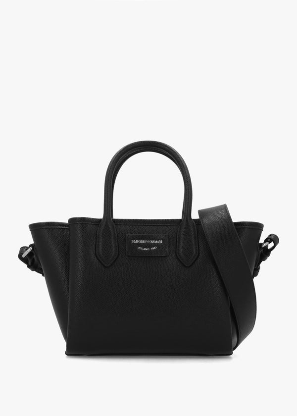 Mini Black Leather Tote Bag