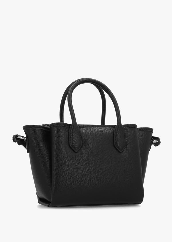 Mini Black Leather Tote Bag