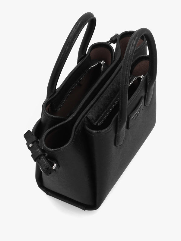 Mini Black Leather Tote Bag