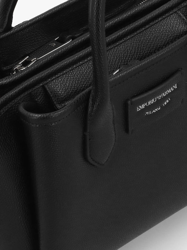 Mini Black Leather Tote Bag
