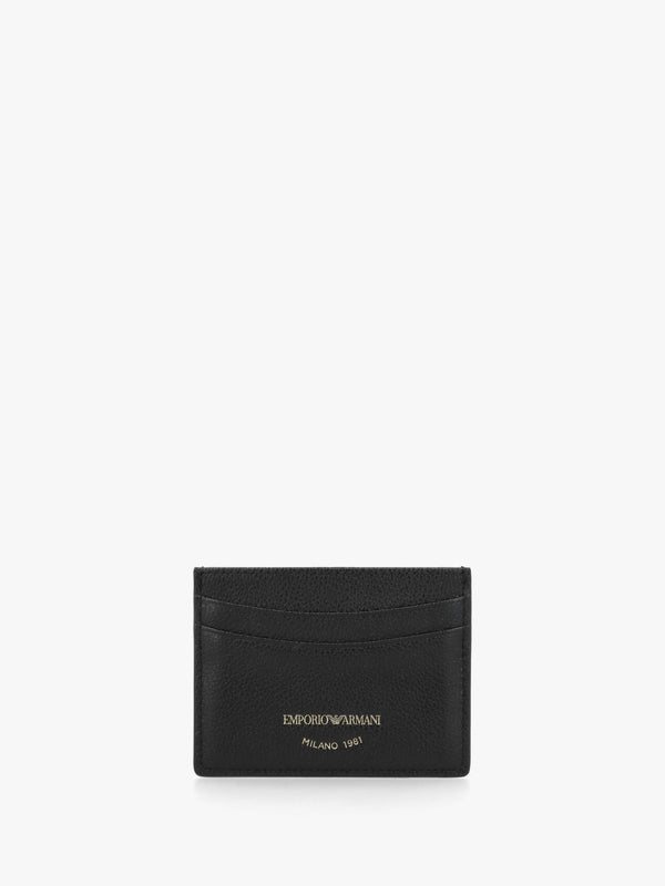 Emporio Armani Black Tumbled Leather Card Case