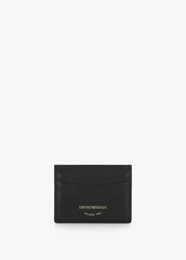Emporio Armani Black Tumbled Leather Card Case