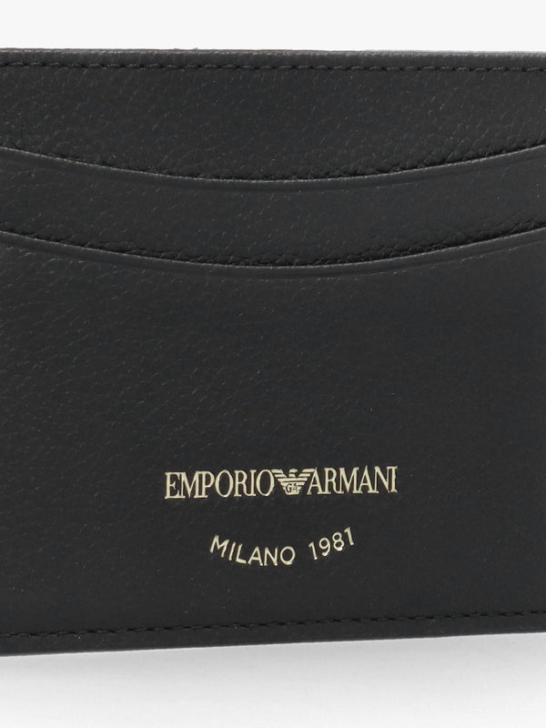Emporio Armani Black Tumbled Leather Card Case