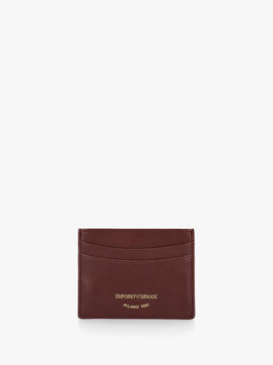 Emporio Armani Brown Tumbled Leather Card Case
