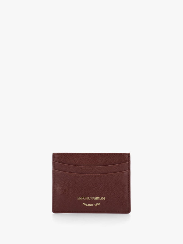 Emporio Armani Brown Tumbled Leather Card Case