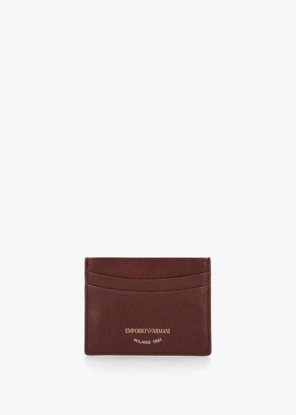 Emporio Armani Brown Tumbled Leather Card Case