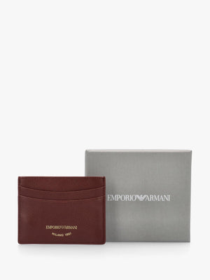 Emporio Armani Brown Tumbled Leather Card Case