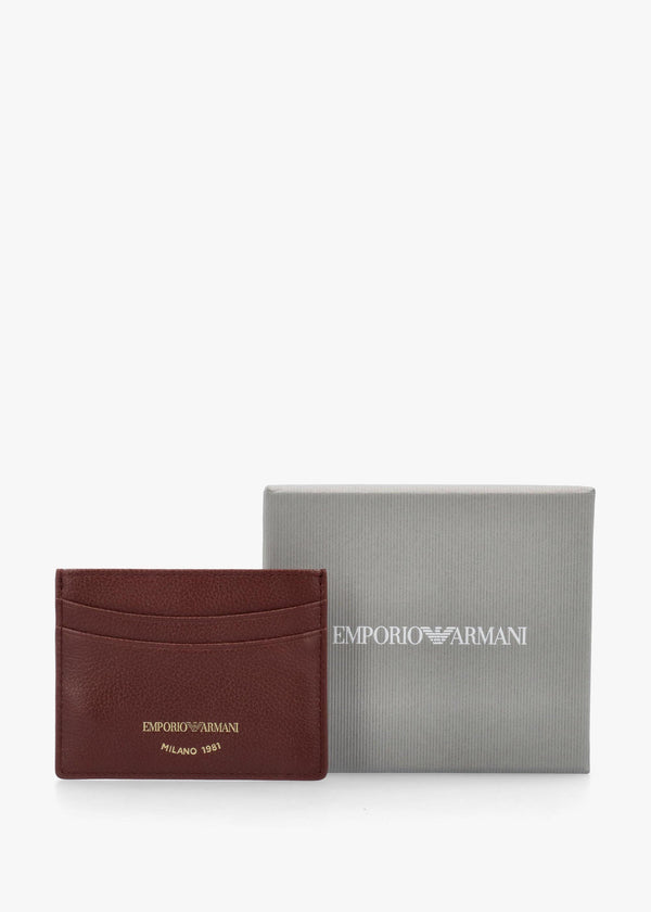 Emporio Armani Brown Tumbled Leather Card Case