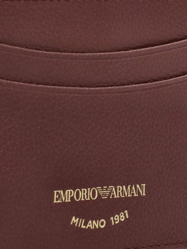 Emporio Armani Brown Tumbled Leather Card Case