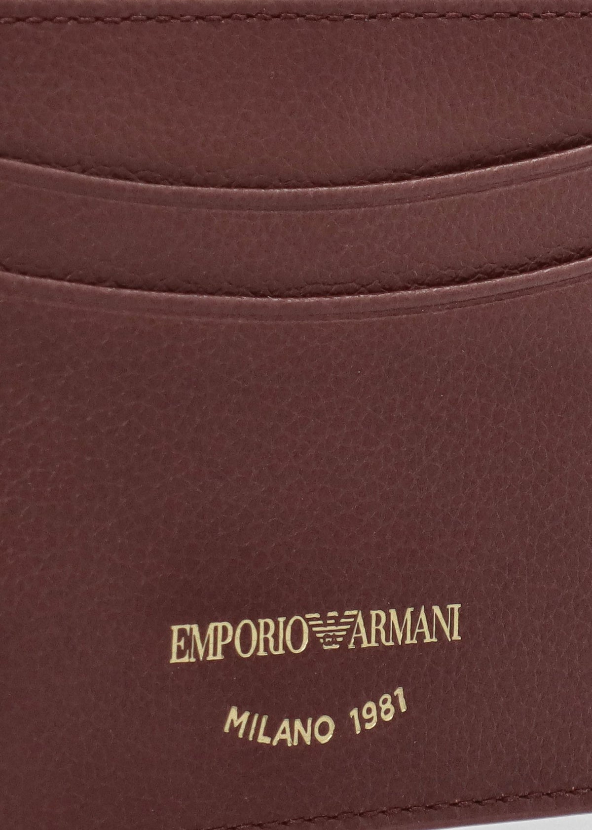 Emporio Armani Brown Tumbled Leather Card Case