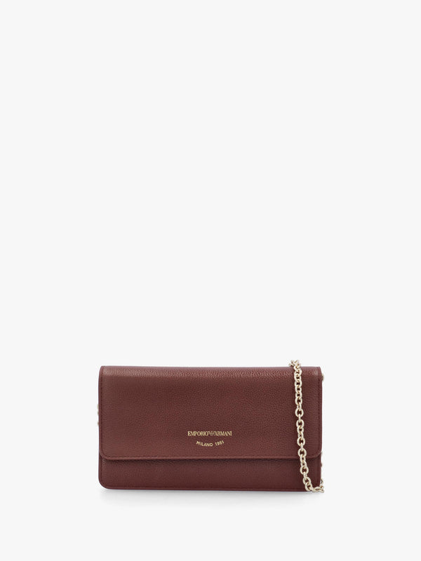 Emporio Armani Mini Brown Tumbled Leather Cross-Body Bag