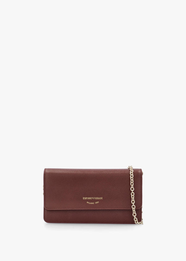 Emporio Armani Mini Brown Tumbled Leather Cross-Body Bag