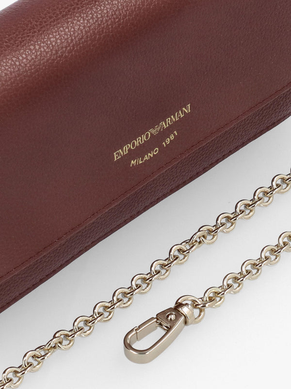 Emporio Armani Mini Brown Tumbled Leather Cross-Body Bag