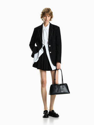 Emporio Black Smooth Leather Top Handle Bag