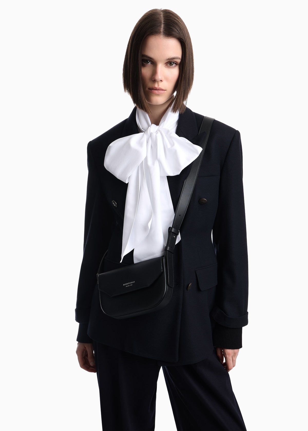 Emporio Armani 1981 Mini Black Leather Cross-Body Bag