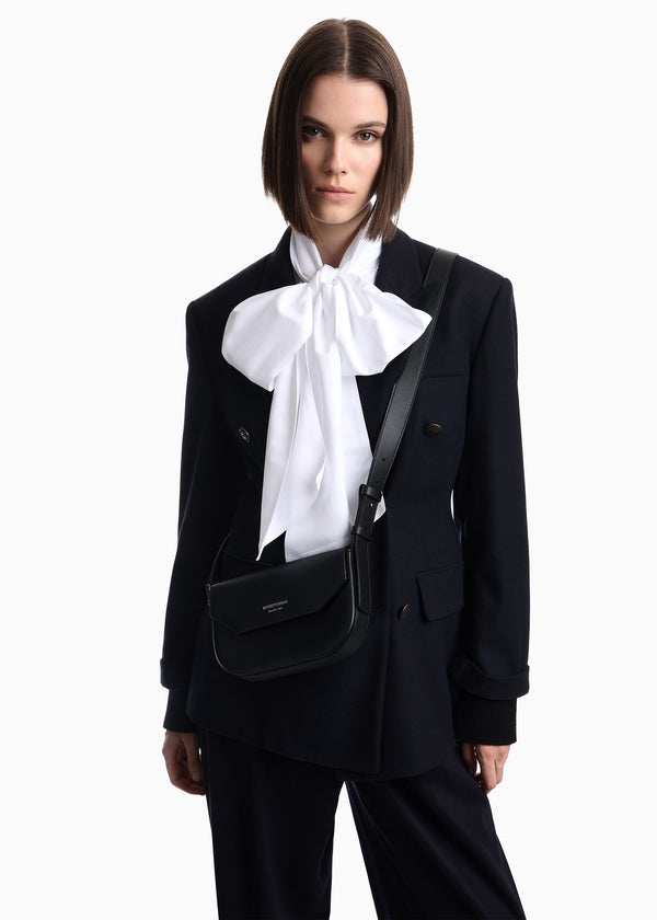 Emporio Armani 1981 Mini Black Leather Cross-Body Bag