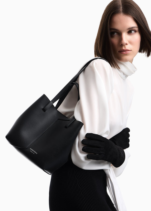 Emporio Armani 1981 Mini Black Leather Shoulder Bag