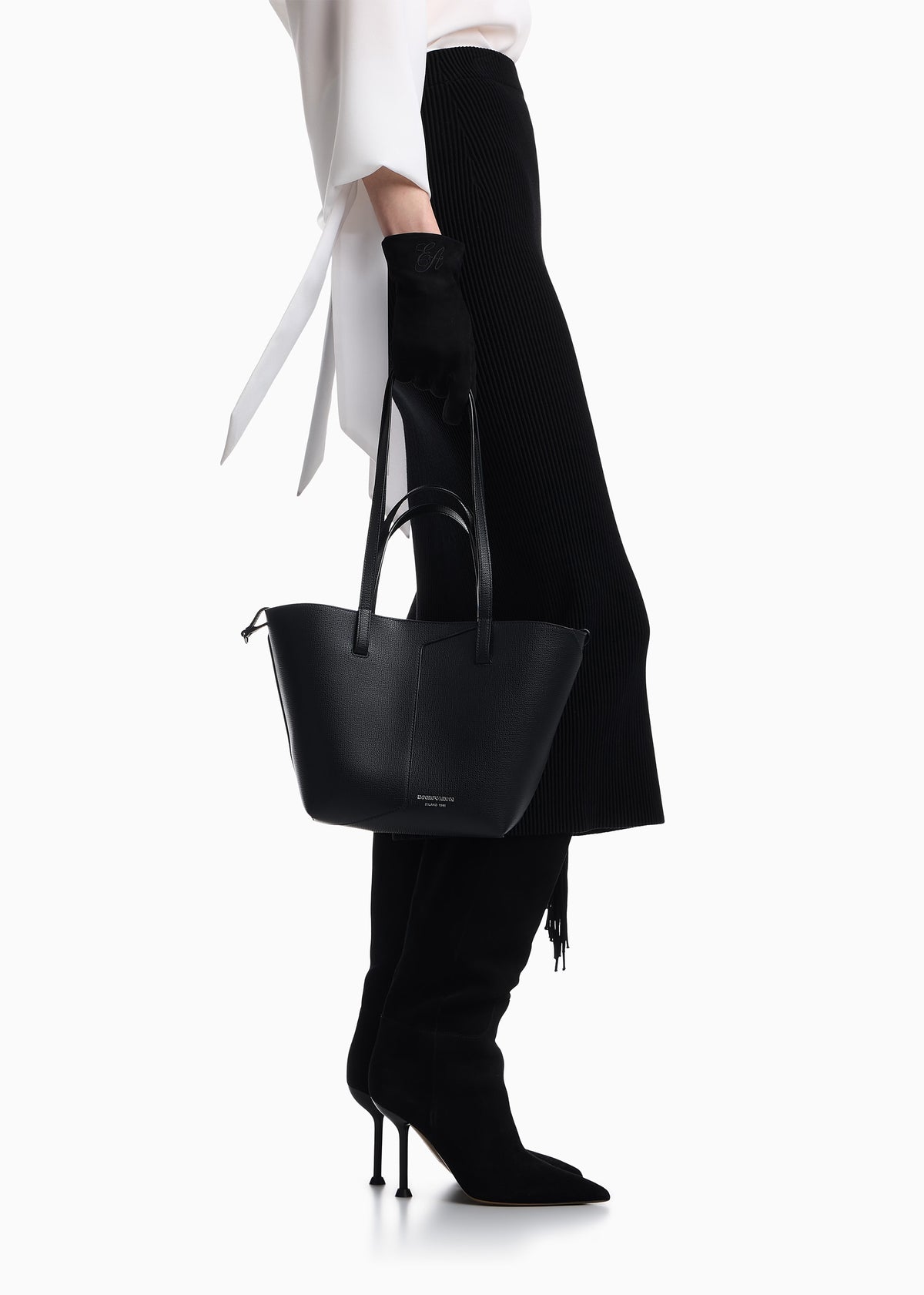 Emporio Armani 1981 Mini Black Leather Shoulder Bag