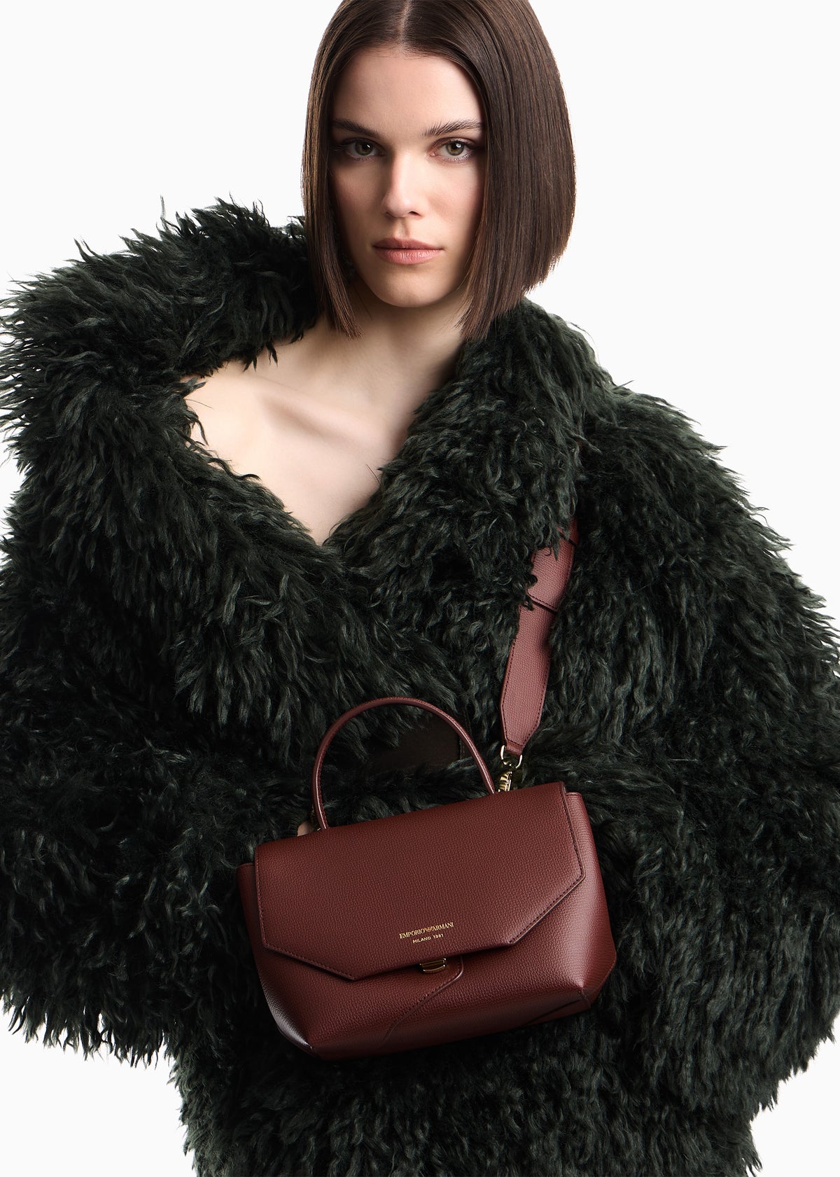 Emporio Armani 1981 Mini Brown Leather Top Handle Bag