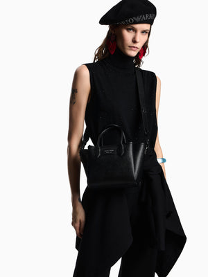 Emporio Armani Mini Black Leather Tote Bag