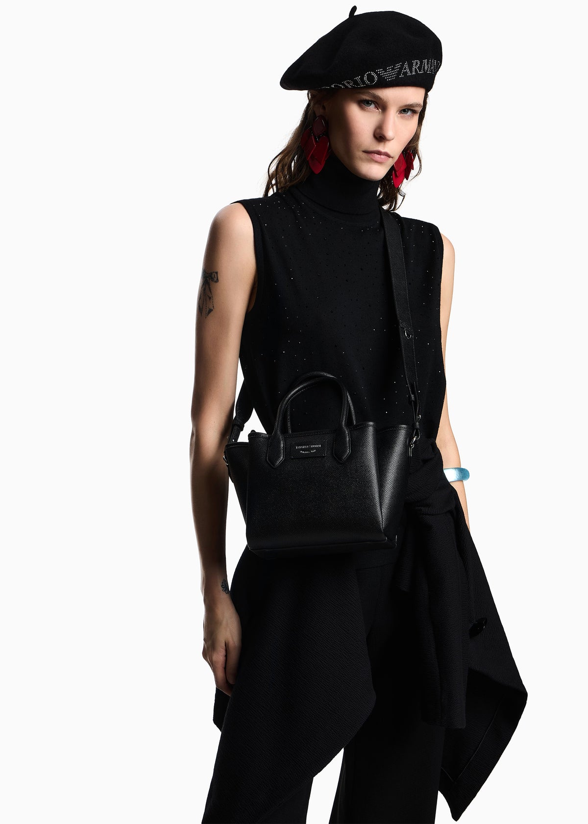 Emporio Armani Mini Black Leather Tote Bag