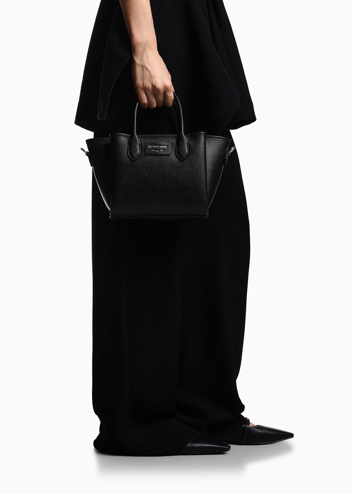 Emporio Armani Mini Black Leather Tote Bag