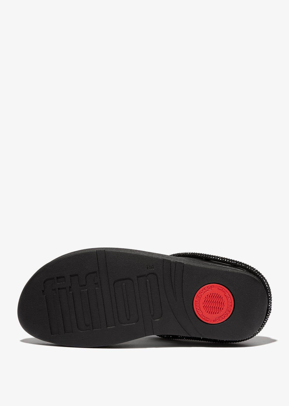 FitFlop Fino Crystal Cord Black Leather Toe Post Sandals