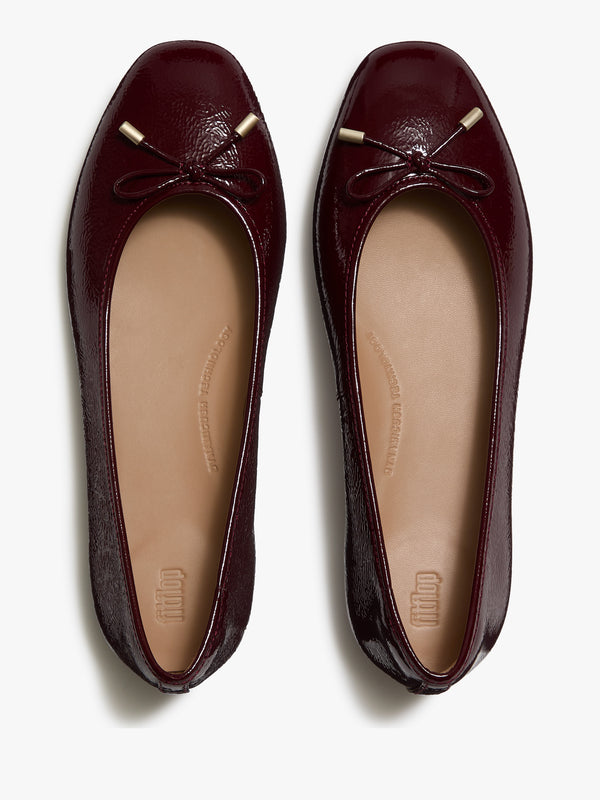 Delicato Bow Burgundy Leather Ballet Pumps