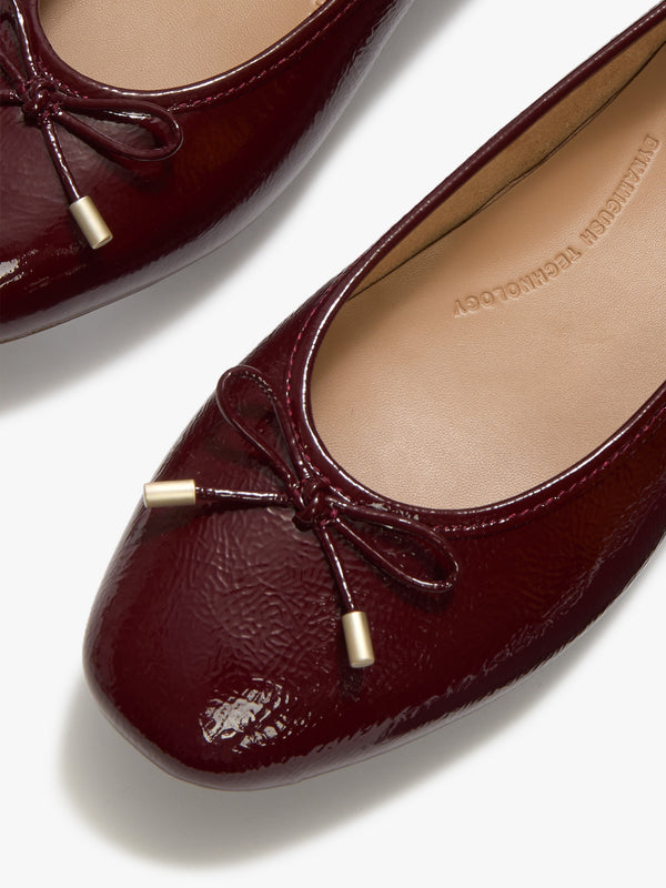 Delicato Bow Burgundy Leather Ballet Pumps