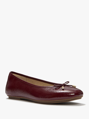 Delicato Bow Burgundy Leather Ballet Pumps