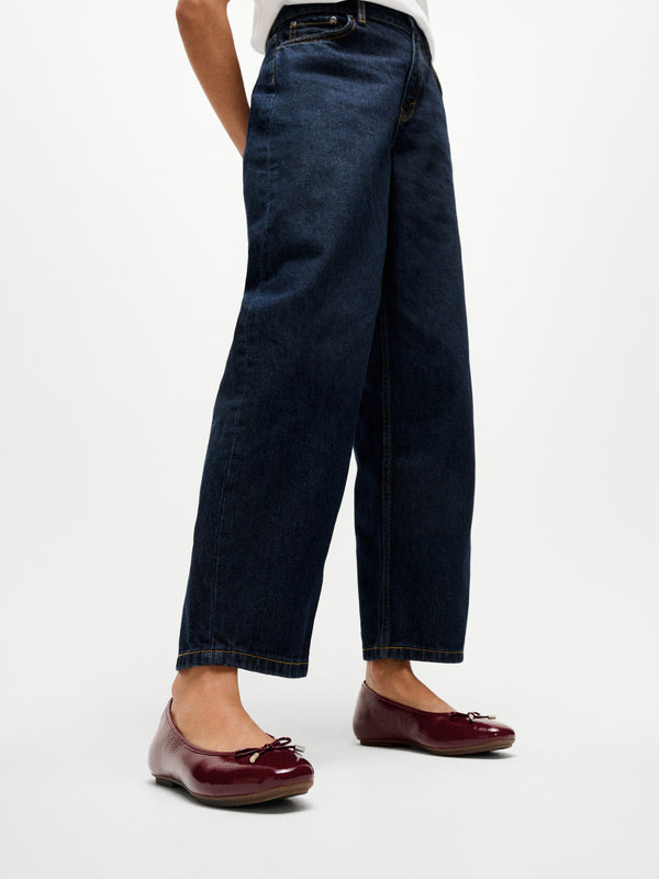 Delicato Bow Burgundy Leather Ballet Pumps