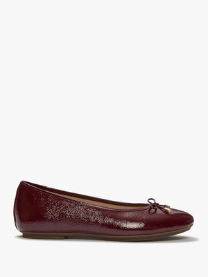 Delicato Bow Burgundy Leather Ballet Pumps