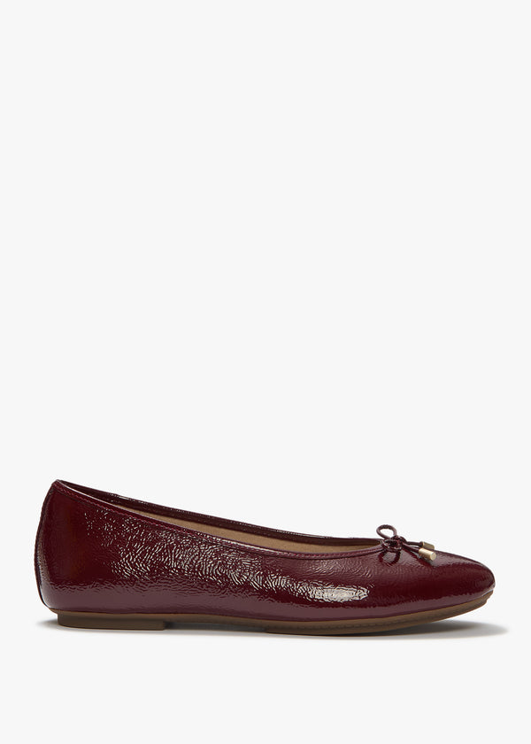 Delicato Bow Burgundy Leather Ballet Pumps
