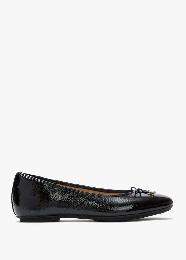 FitFlop Delicato Bow Black Leather Ballet Pumps