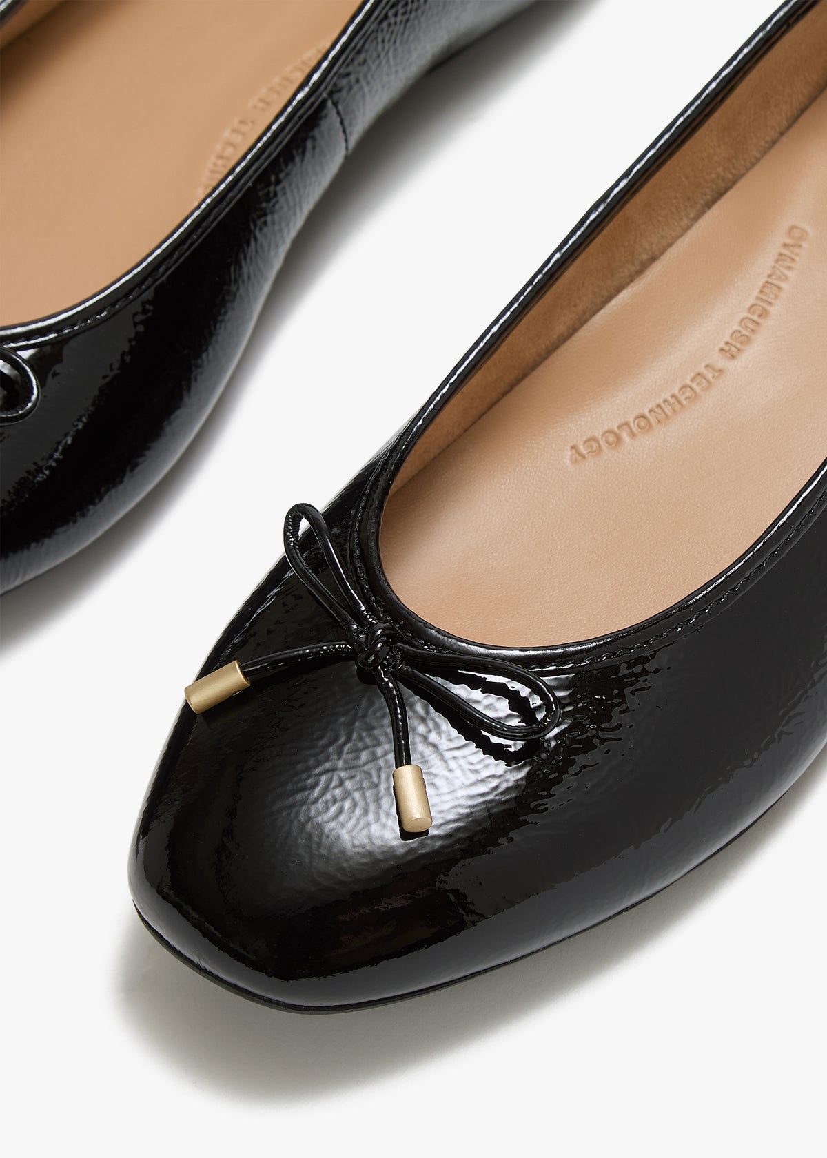 Delicato Bow Black Leather Ballet Pumps